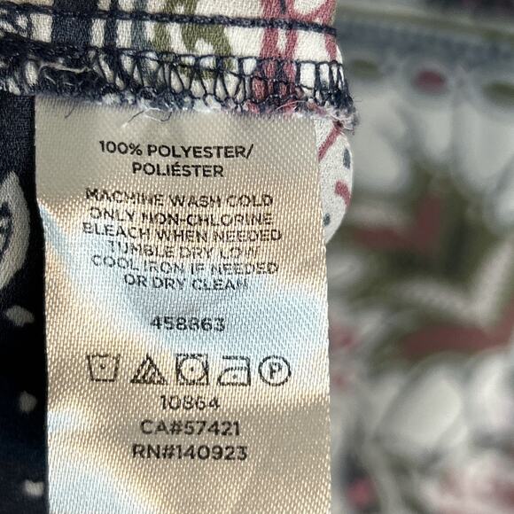 Loft Womens Floral Boho Printed Blouse Size Medium Long Sleeve Tie Neckline - Picture 4 of 6